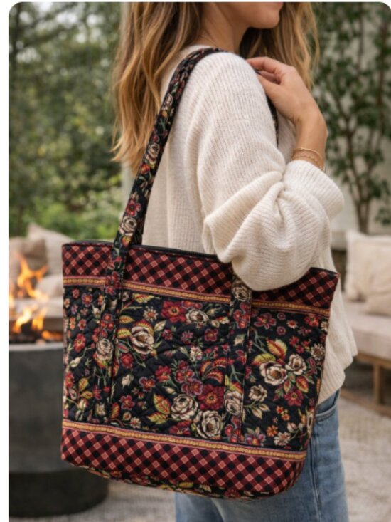 Vera Bradley Handbags - VERA BRADLEY Petite Paddy Tote Bag / Shoulder Bag in Anastasia Floral Pattern
